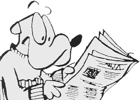 Cartoon dog reading The Journal Era